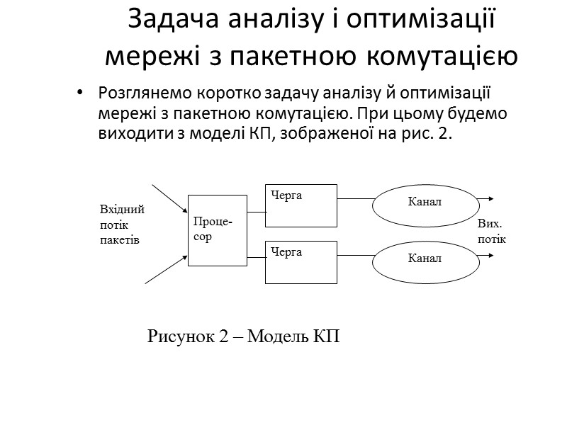 Задача аналізу і оптимізації мережі з пакетною комутацією Розглянемо коротко задачу аналізу й оптимізації